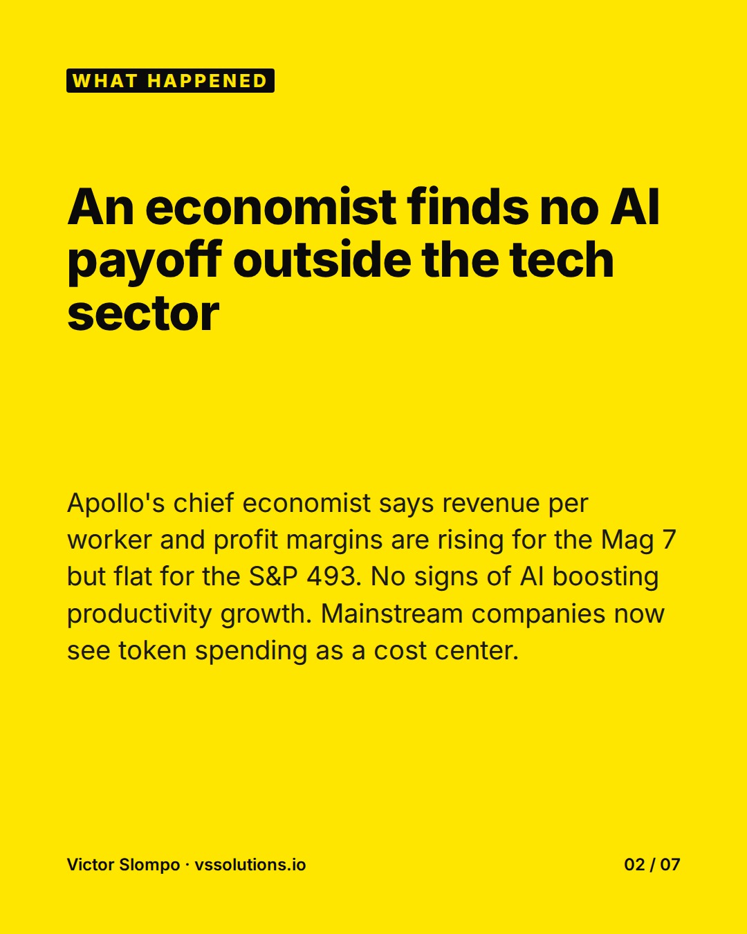Billions in AI spend. Flat margins outside tech. (slide 2)