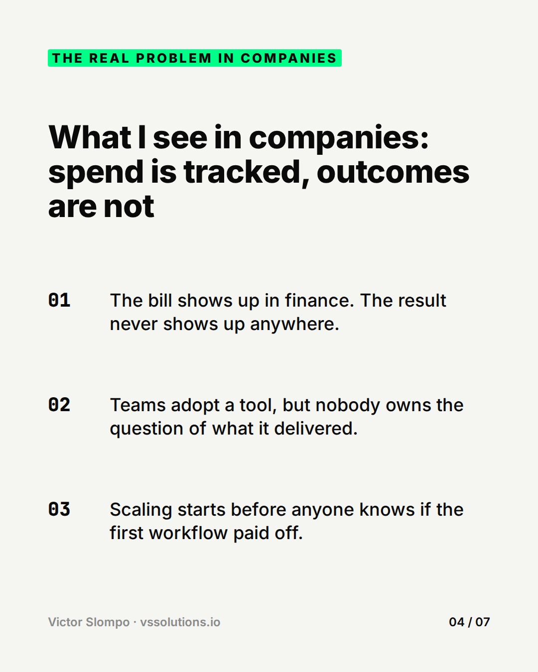 Spending on AI is easy. Knowing what it bought is not. (slide 4)